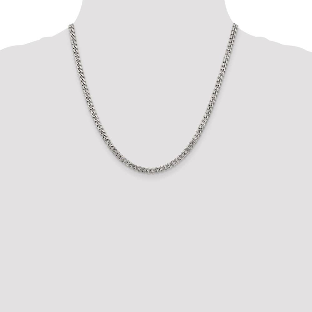 Sterling Silver Rhodium Finish 4.5mm Curb Chain Size 20