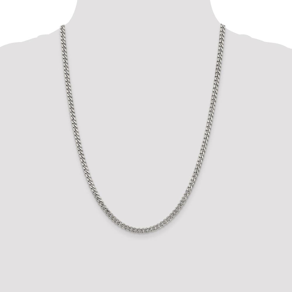 Sterling Silver Rhodium Finish 4.5mm Curb Chain Size 24