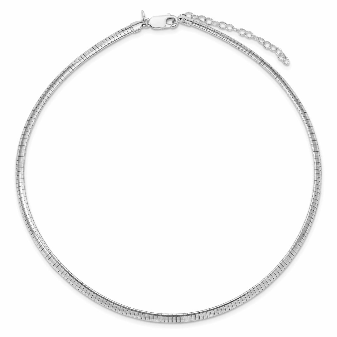 Sterling Silver Rhodium Finish 4mm with Extension Cubetto Chain