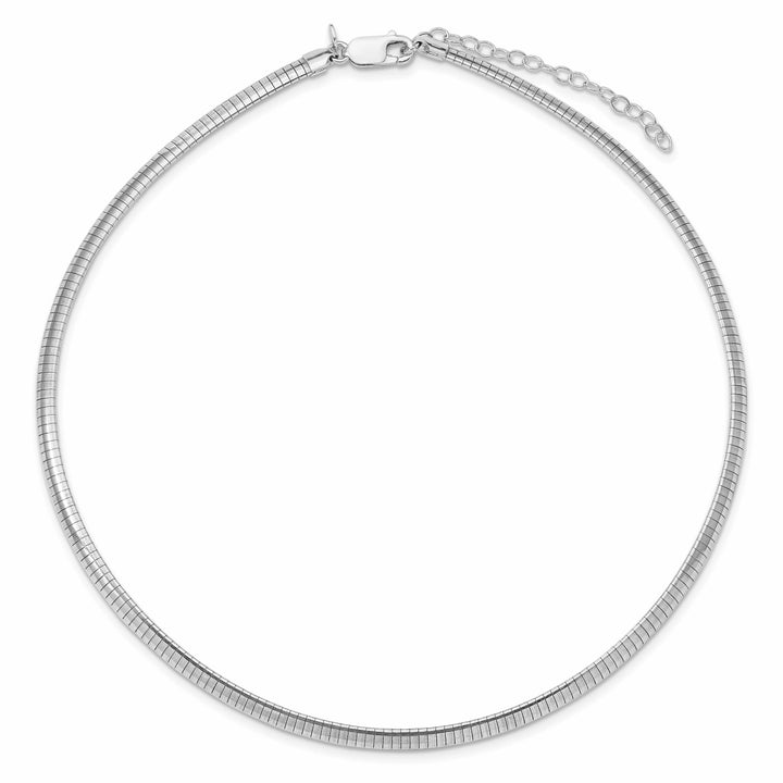 Sterling Silver Rhodium Finish 4mm with Extension Cubetto Chain
