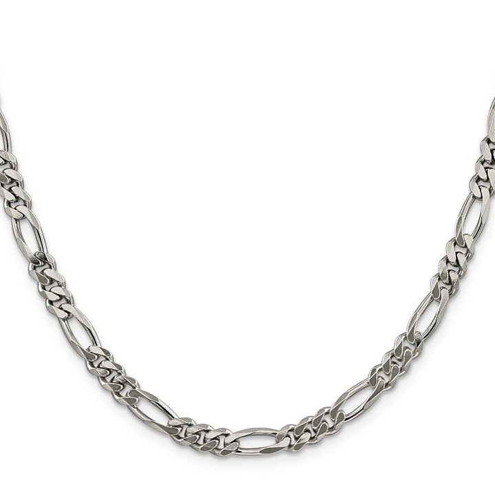 Sterling Silver Rhodium Finish 5.25mm Figaro Chain