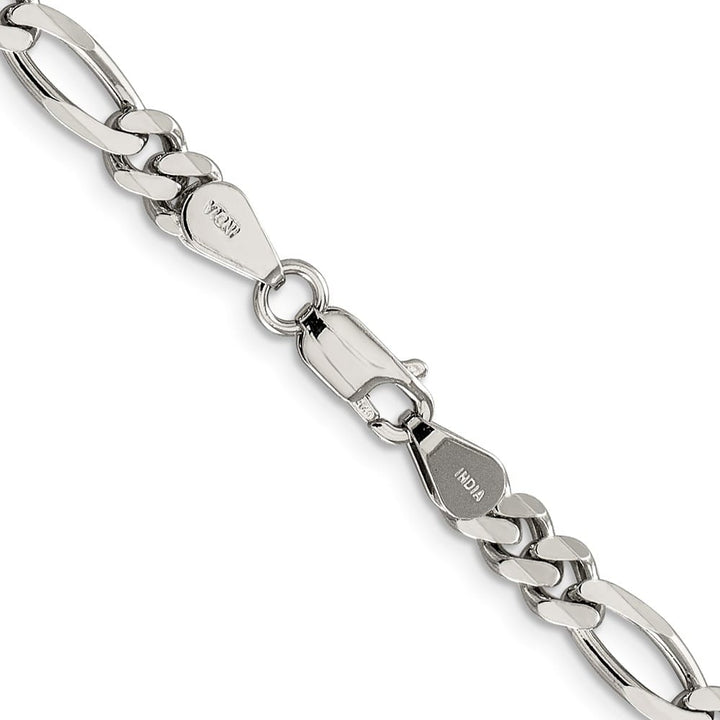 Sterling Silver Rhodium Finish 5.25mm Figaro Chain