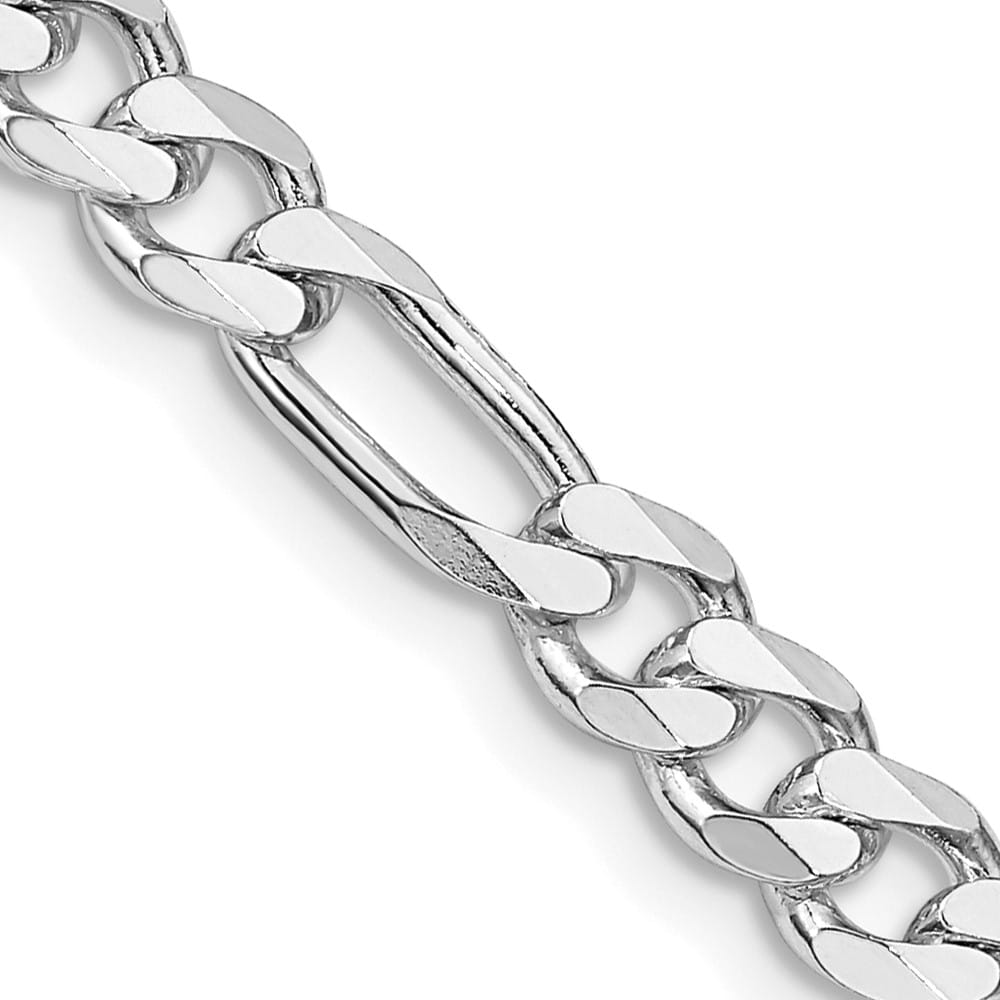 Sterling Silver Rhodium Finish 5.25mm Figaro Chain