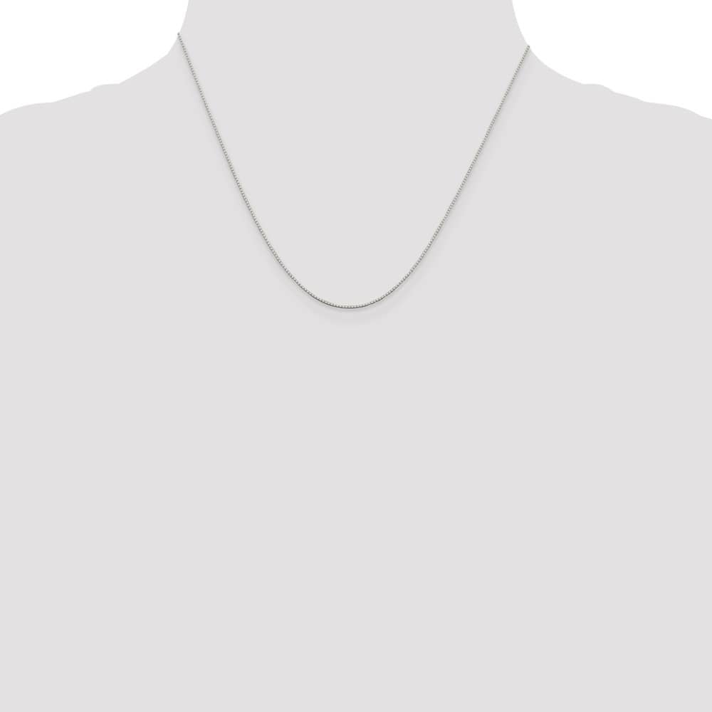 Sterling Silver Rhodium Finish .6mm Mirror Box Chain Size 18