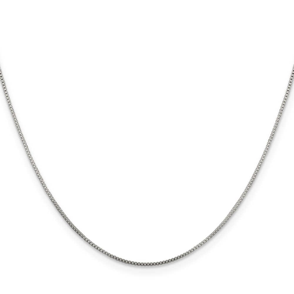 Sterling Silver Rhodium Finish .8mm Box Chain