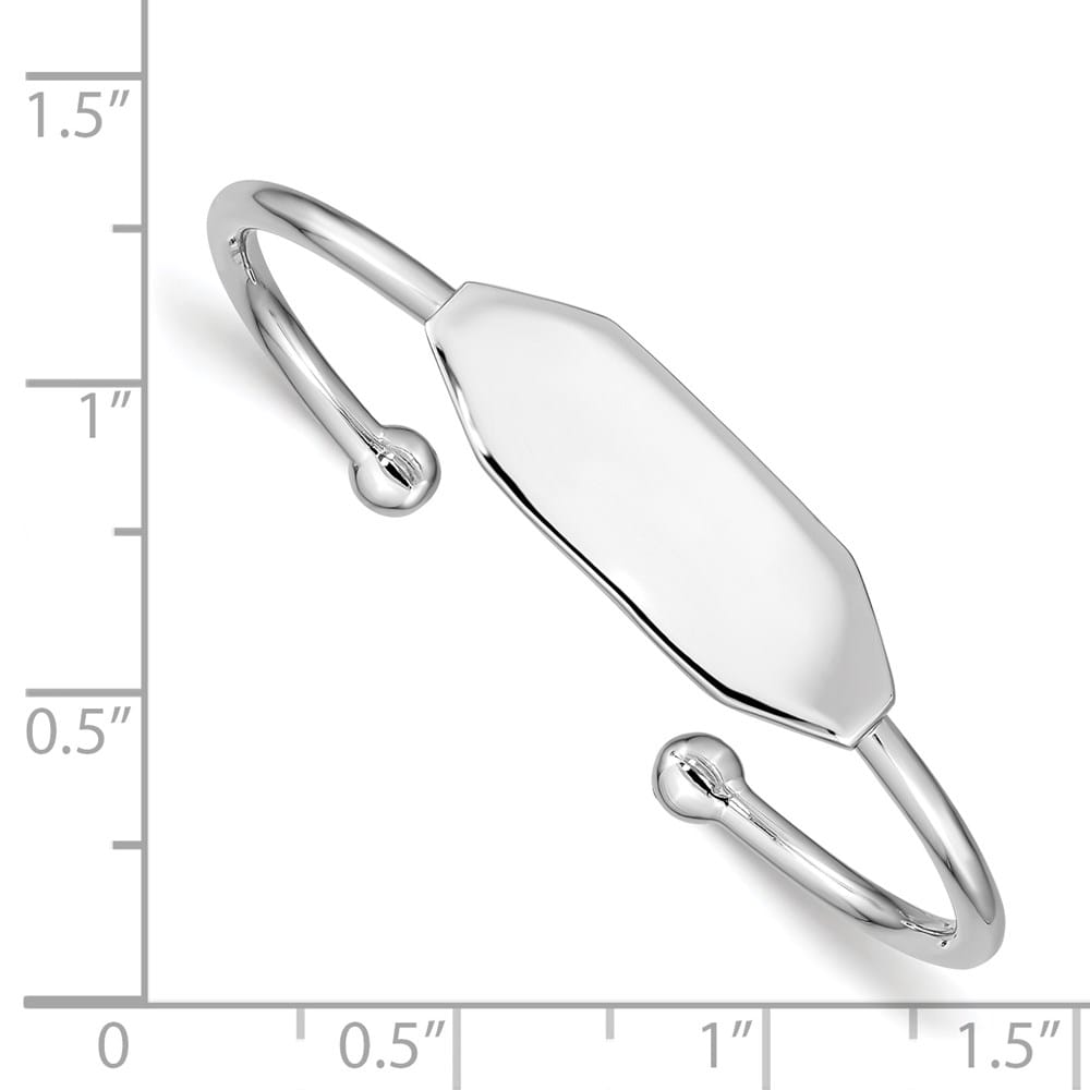 Sterling Silver Rhodium-plated 2mm 40mm Inside Diameter Cuff Bangle