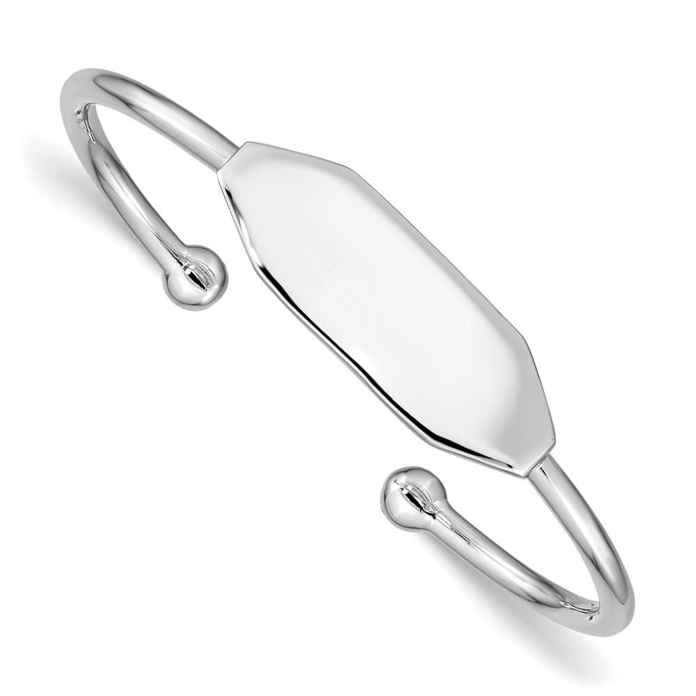 Sterling Silver Rhodium-plated 2mm 40mm Inside Diameter Cuff Bangle