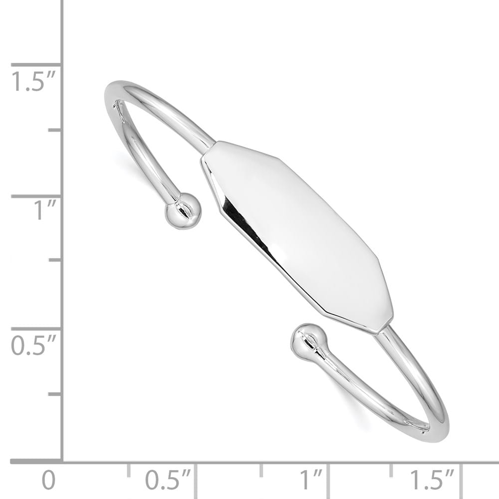 Sterling Silver Rhodium-plated 2mm 45mm Inside Diameter Cuff Bangle