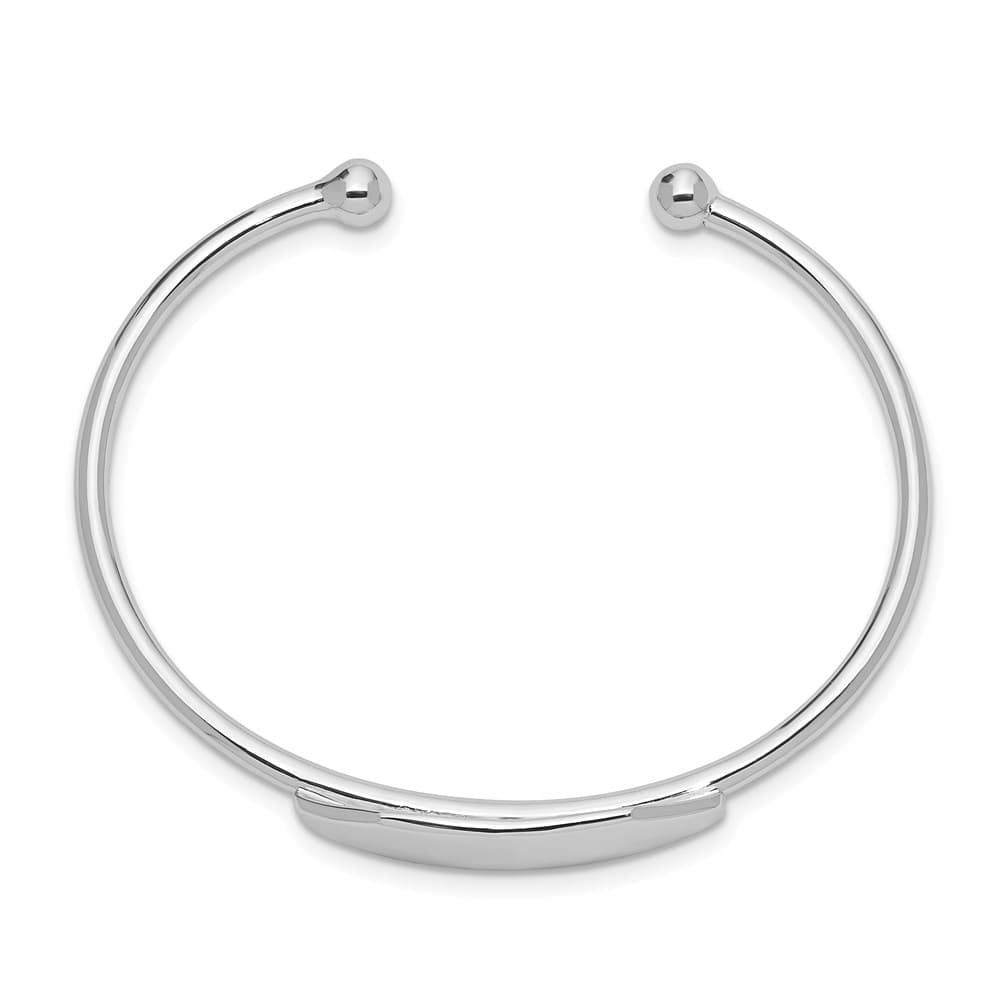 Sterling Silver Rhodium-plated 2mm 45mm Inside Diameter Cuff Bangle
