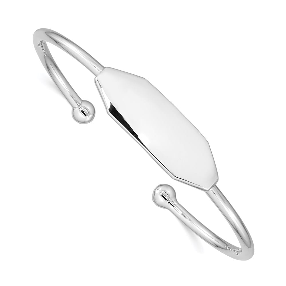 Sterling Silver Rhodium-plated 2mm 45mm Inside Diameter Cuff Bangle