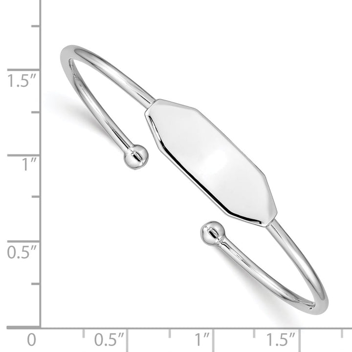 Sterling Silver Rhodium-plated 2mm 48mm Inside Diameter Cuff Bangle