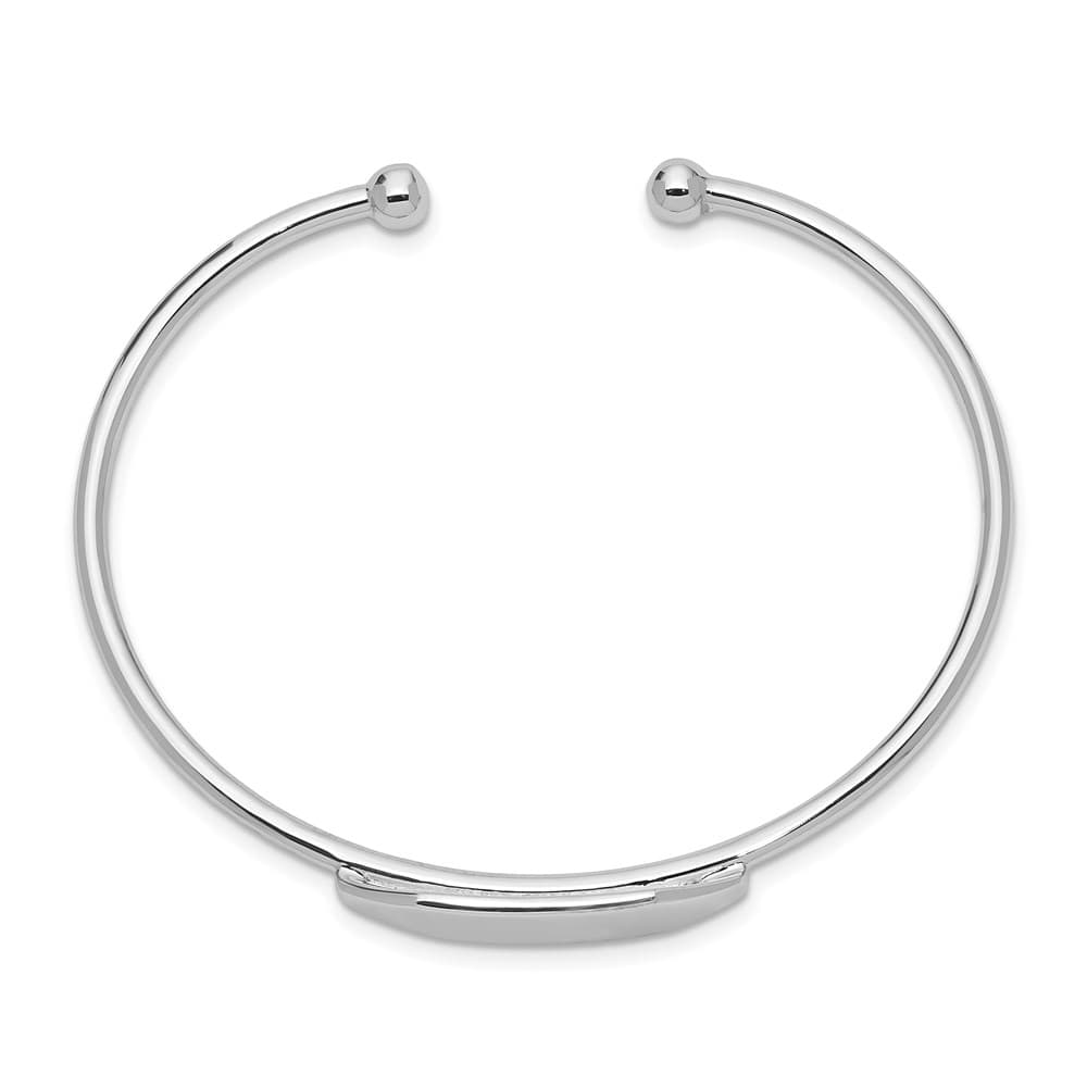 Sterling Silver Rhodium-plated 2mm 48mm Inside Diameter Cuff Bangle