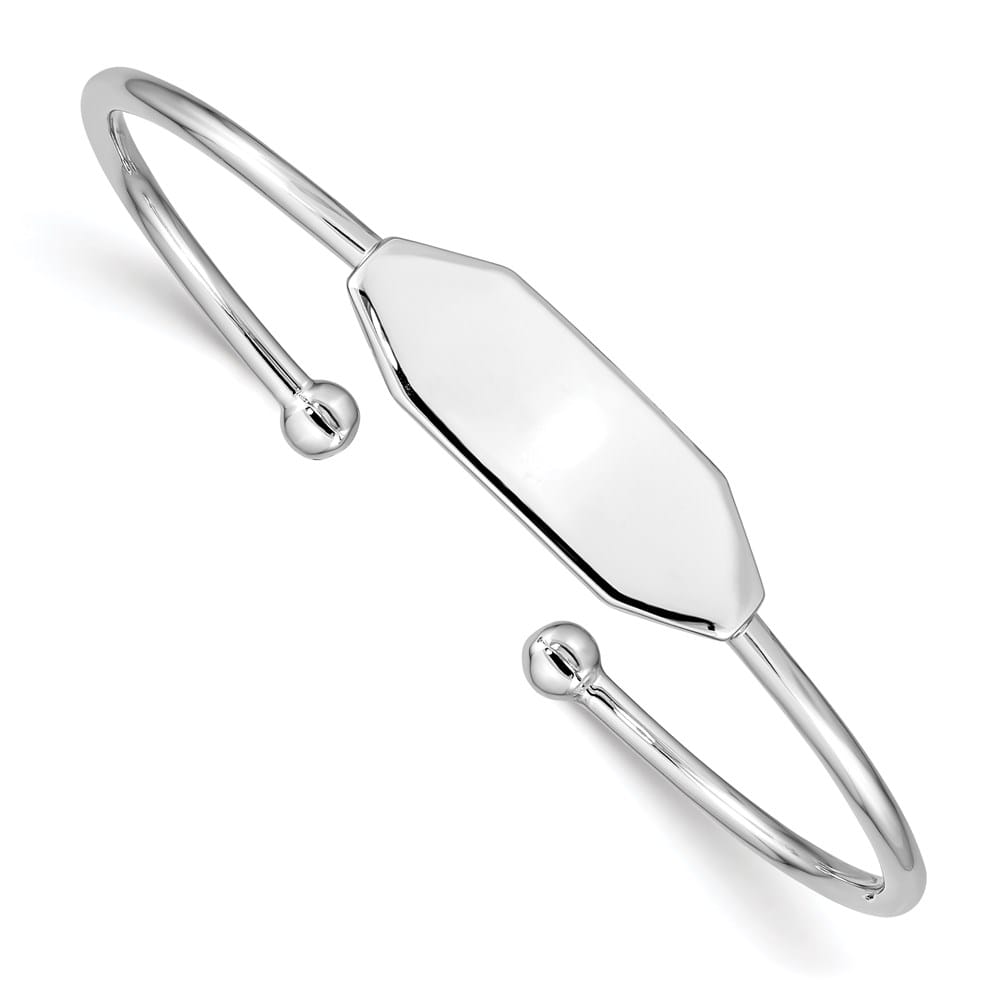 Sterling Silver Rhodium-plated 2mm 48mm Inside Diameter Cuff Bangle