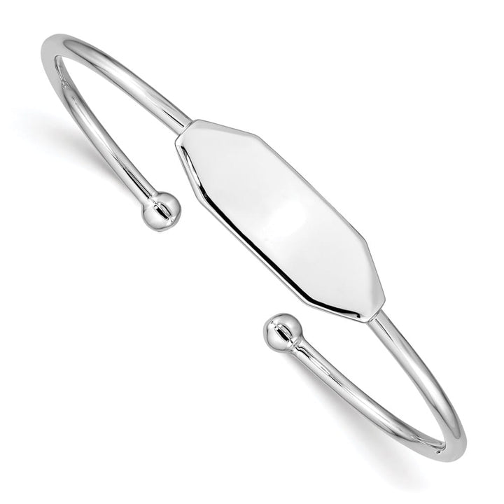 Sterling Silver Rhodium-plated 2mm 48mm Inside Diameter Cuff Bangle