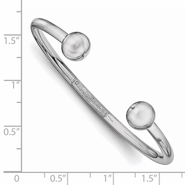 Sterling Silver Rhodium-plated 3mm 50mm Inside Diameter Cuff Bangle