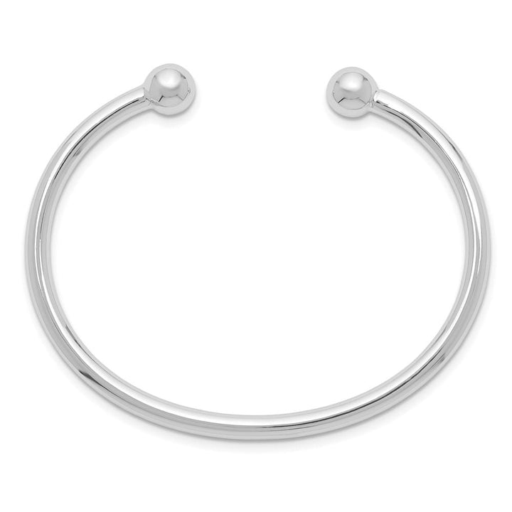 Sterling Silver Rhodium-plated 3mm 50mm Inside Diameter Cuff Bangle