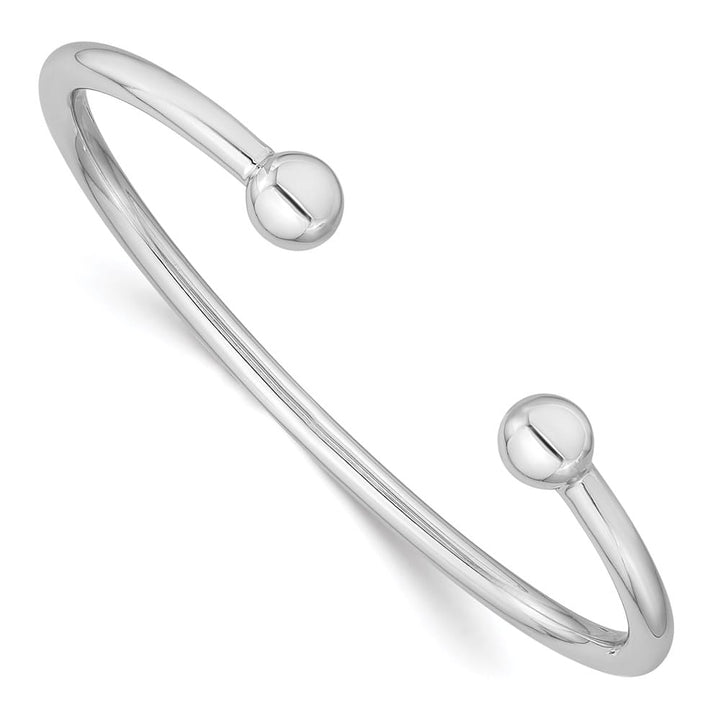 Sterling Silver Rhodium-plated 3mm 50mm Inside Diameter Cuff Bangle