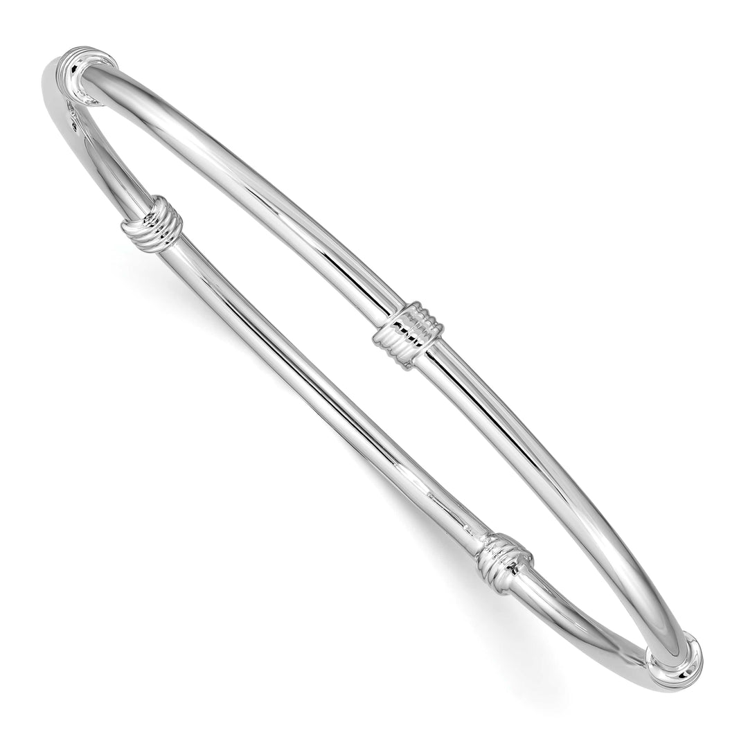 Sterling Silver Rhodium-plated 4.25mm Slip-on Bangle