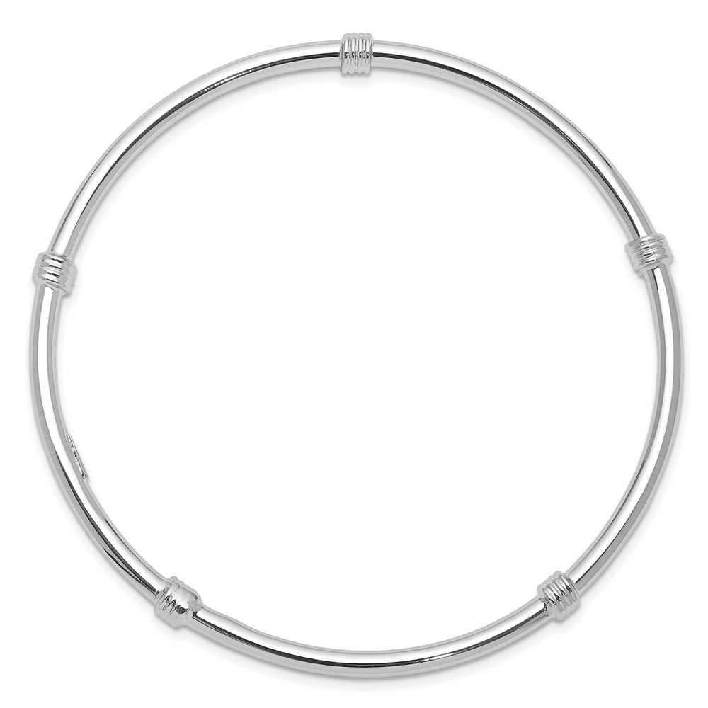 Sterling Silver Rhodium-plated 4.25mm Slip-on Bangle