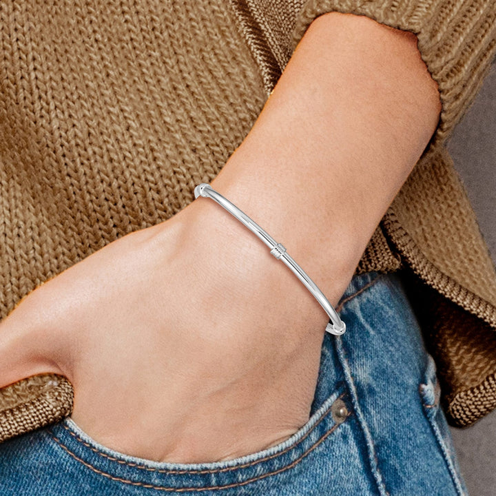 Sterling Silver Rhodium-plated 4.25mm Slip-on Bangle