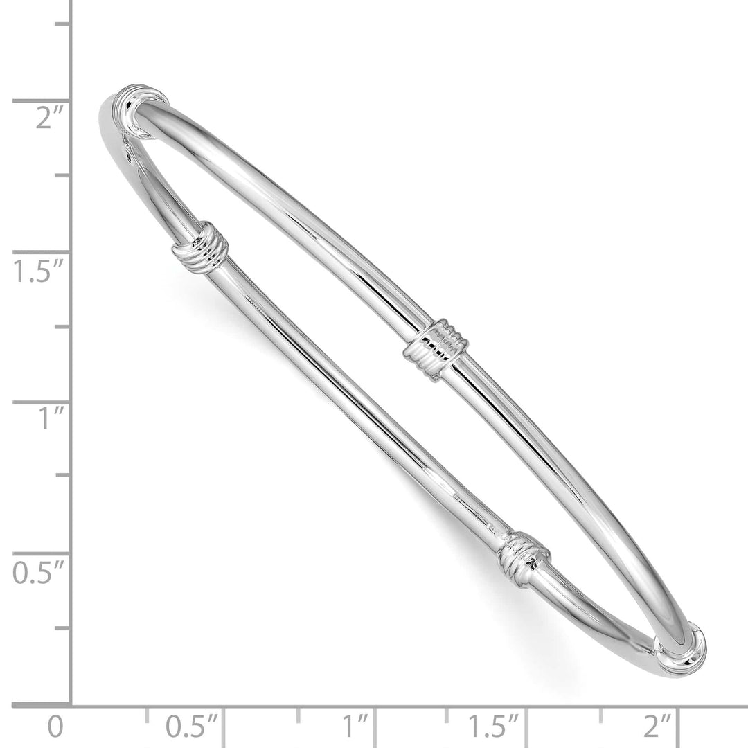 Sterling Silver Rhodium-plated 4.25mm Slip-on Bangle
