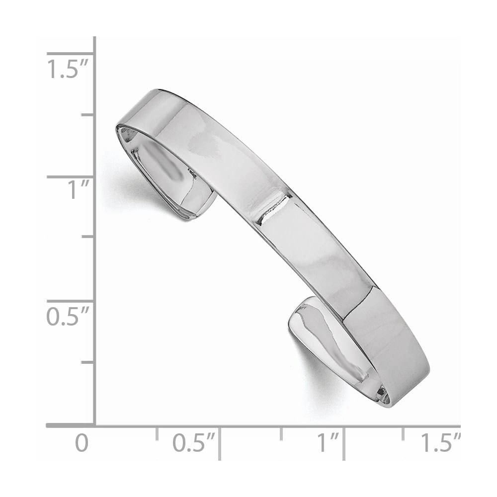 Sterling Silver Rhodium-plated 6mm 40mm Inside Diameter Cuff Bangle