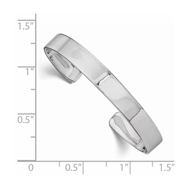 Sterling Silver Rhodium-plated 6mm 40mm Inside Diameter Cuff Bangle