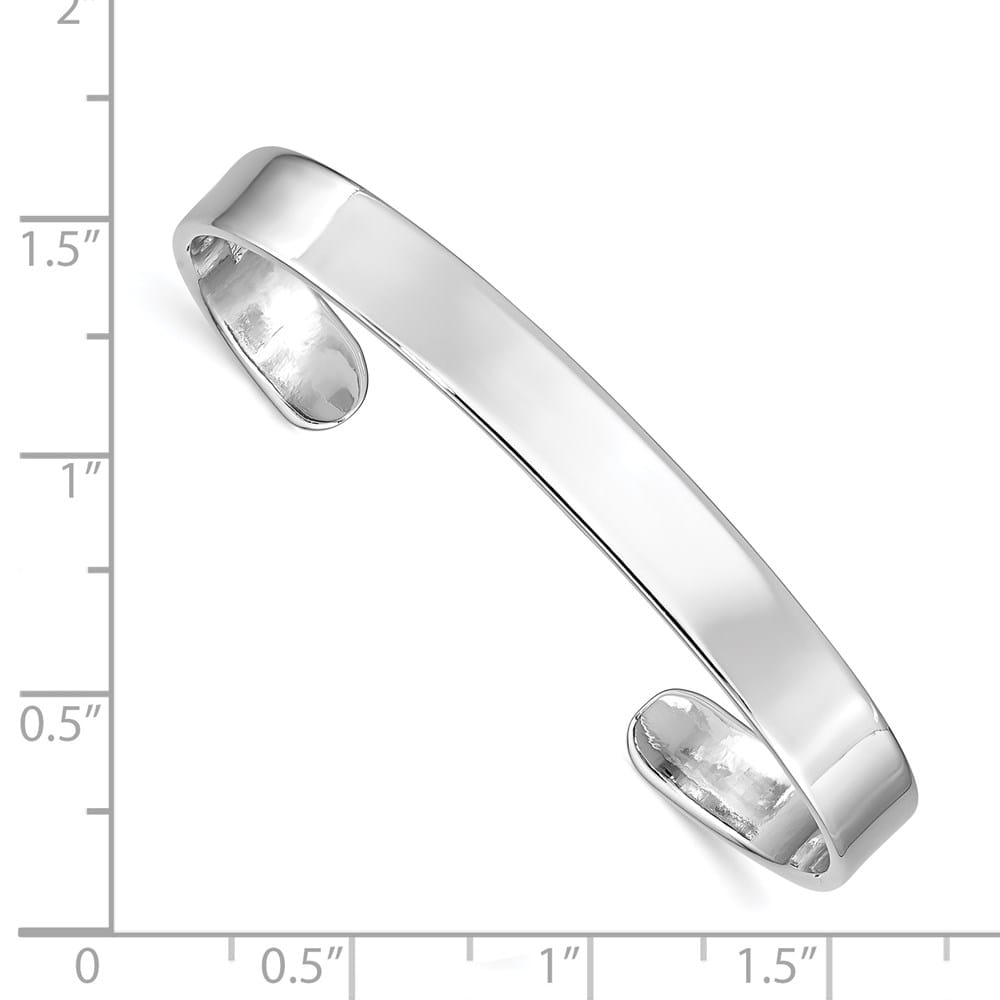 Sterling Silver Rhodium-plated 6mm 45mm Inside Diameter Cuff Bangle