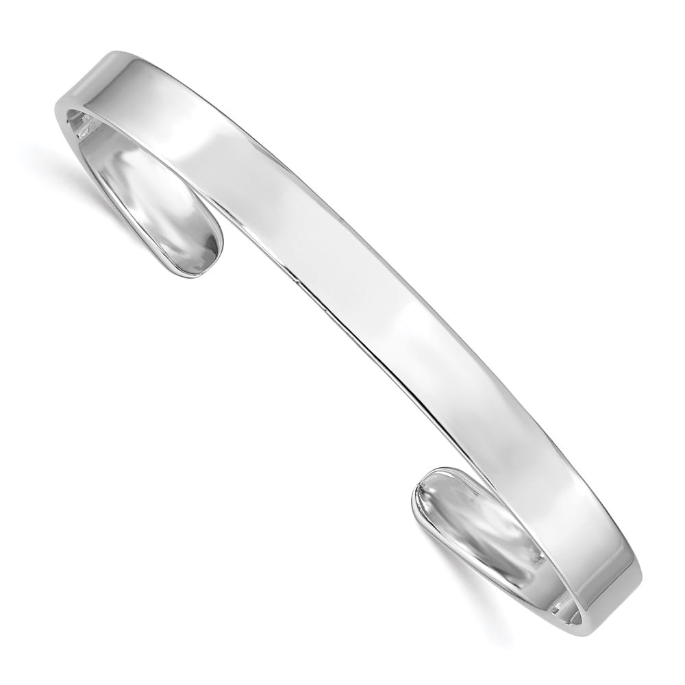 Sterling Silver Rhodium-plated 6mm 60mm Inside Diameter Cuff Bangle