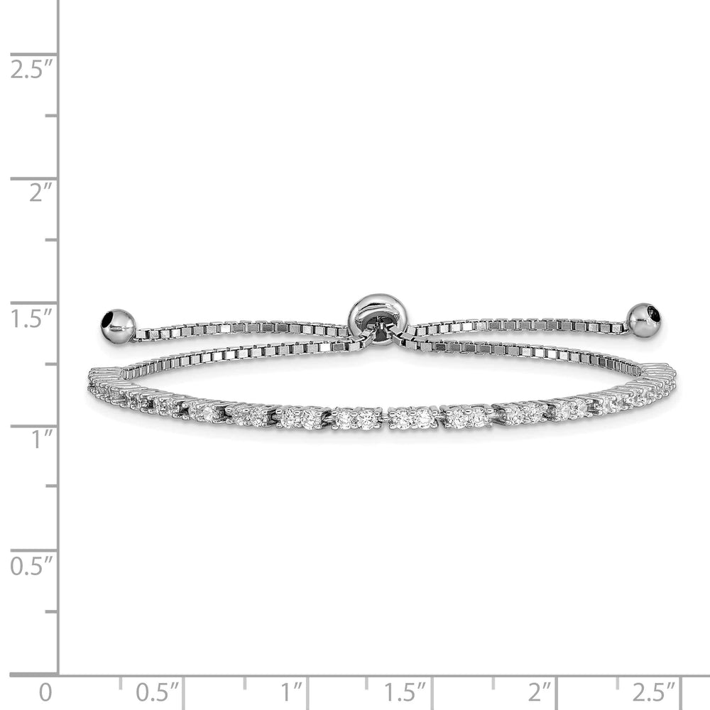 Sterling Silver Rhodium-plated April CZ Bolo Bracelet