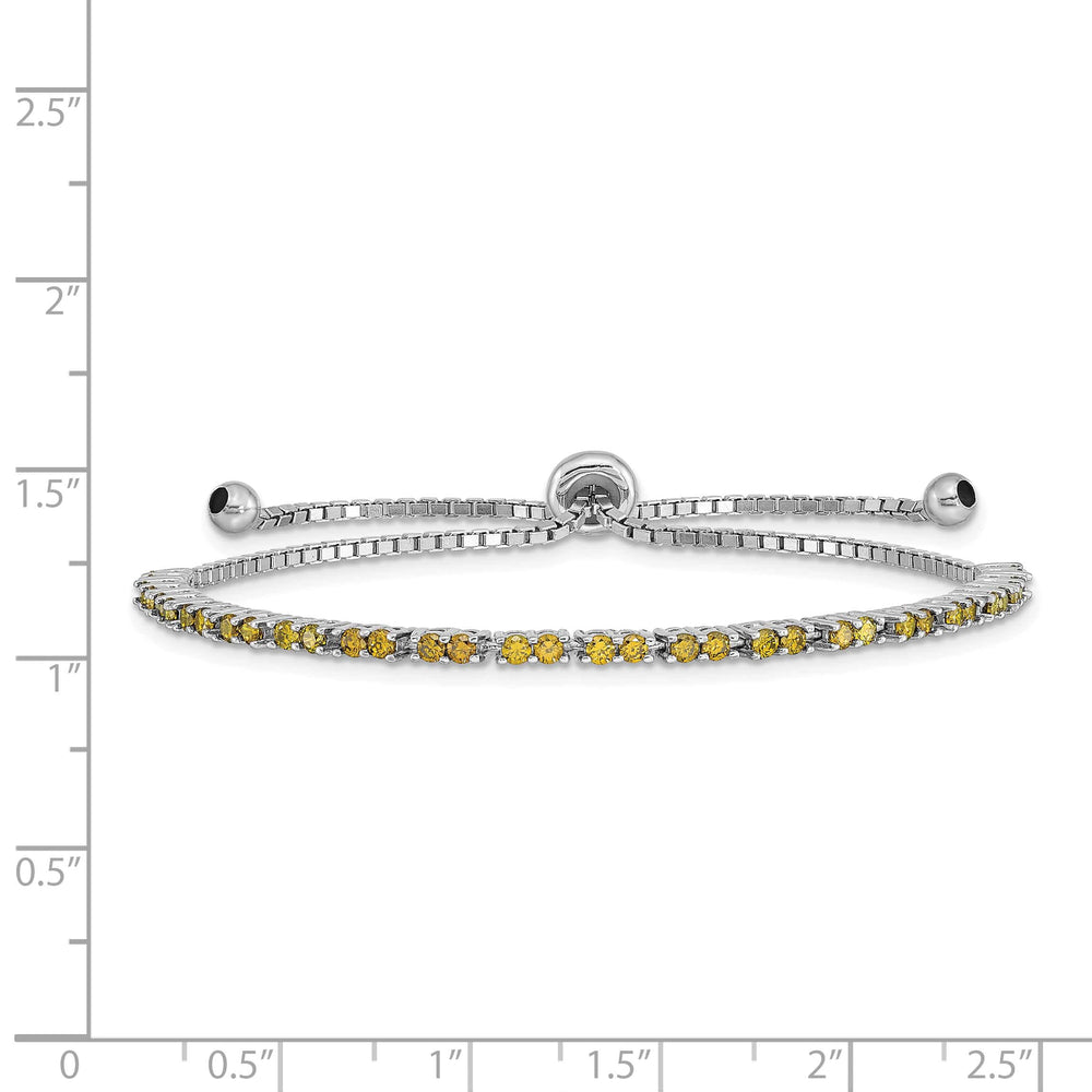 Sterling Silver Rhodium-plated August Light Green CZ Bolo Bracelet