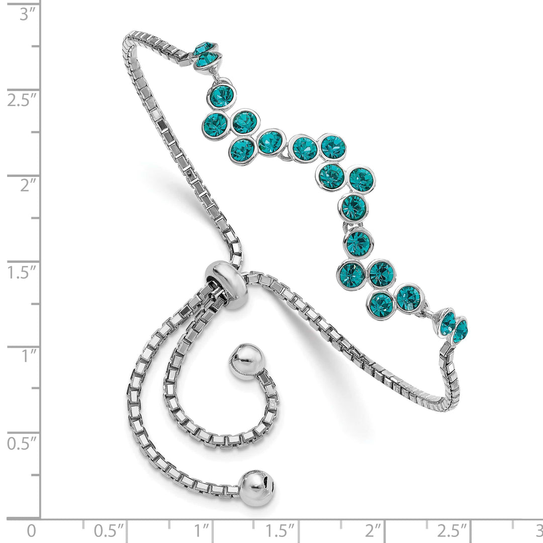 Sterling Silver Rhodium-plated Blue Zircon Adjustable Bolo Bracelet