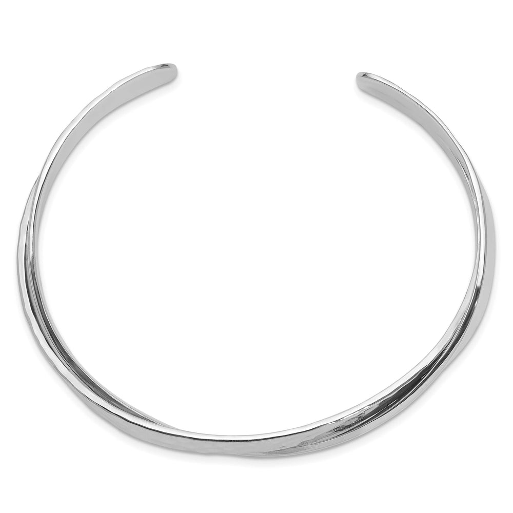 Sterling Silver Rhodium-plated Crinkle Textured 18mm Cuff Bangle