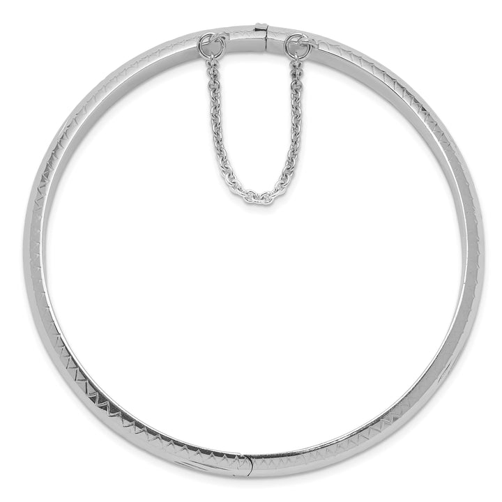 Sterling Silver Rhodium-plated D.C. 7mm Hinged Bangle with Safety