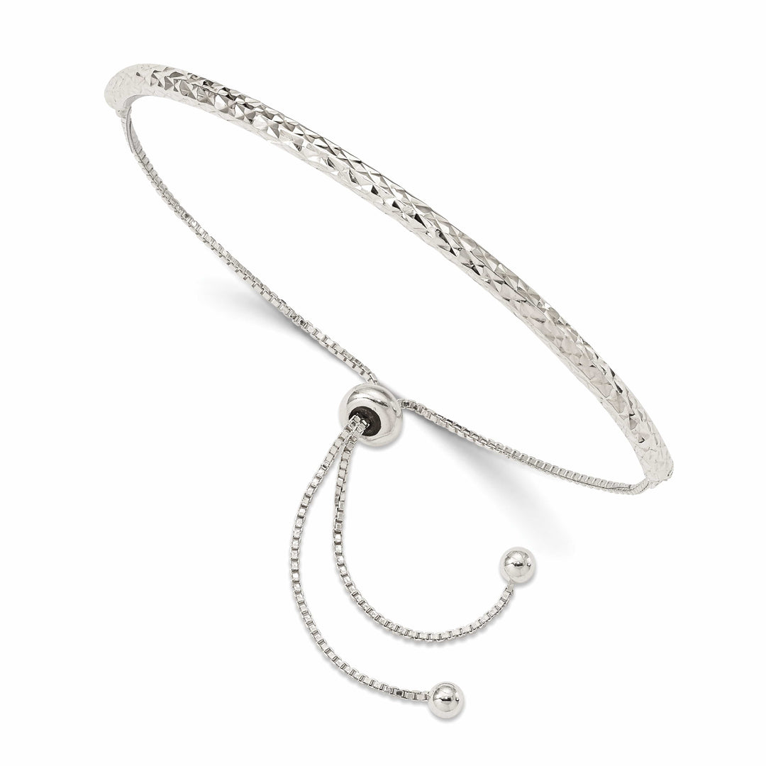 Sterling Silver Rhodium-plated D.C. Adjustable Bolo Bracelet