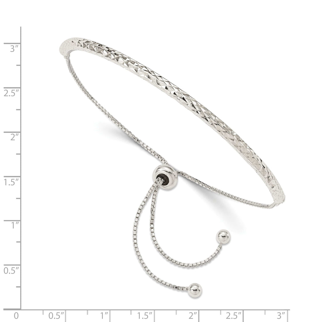 Sterling Silver Rhodium-plated D.C. Adjustable Bolo Bracelet