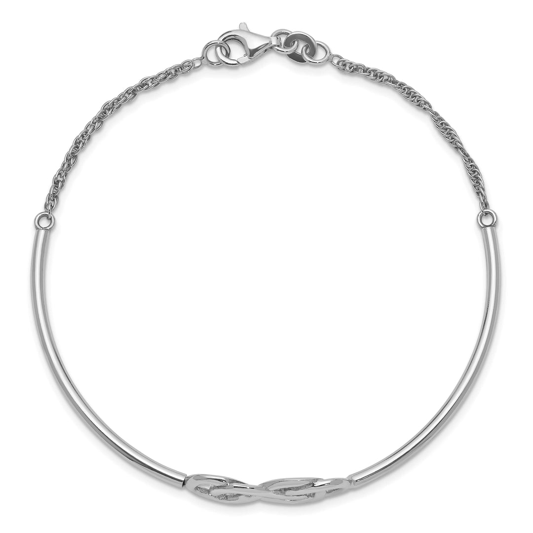 Sterling Silver Rhodium-plated Double Infinity Symbol Half-Bangle