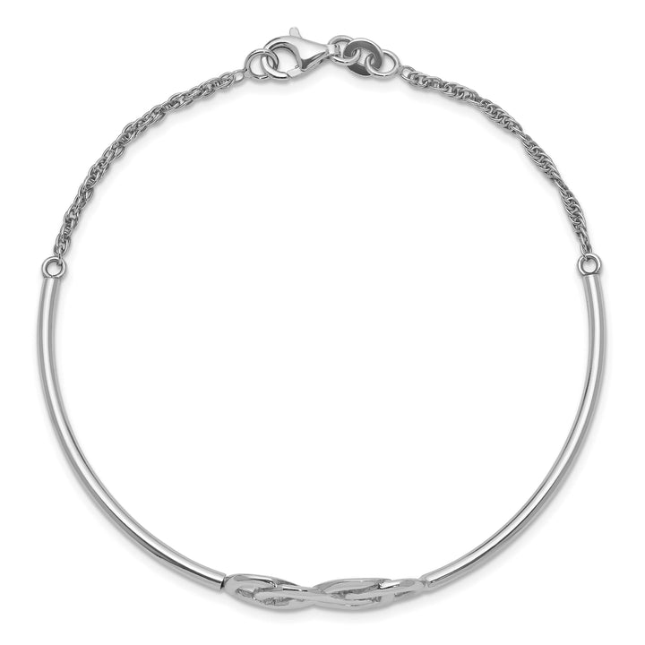 Sterling Silver Rhodium-plated Double Infinity Symbol Half-Bangle