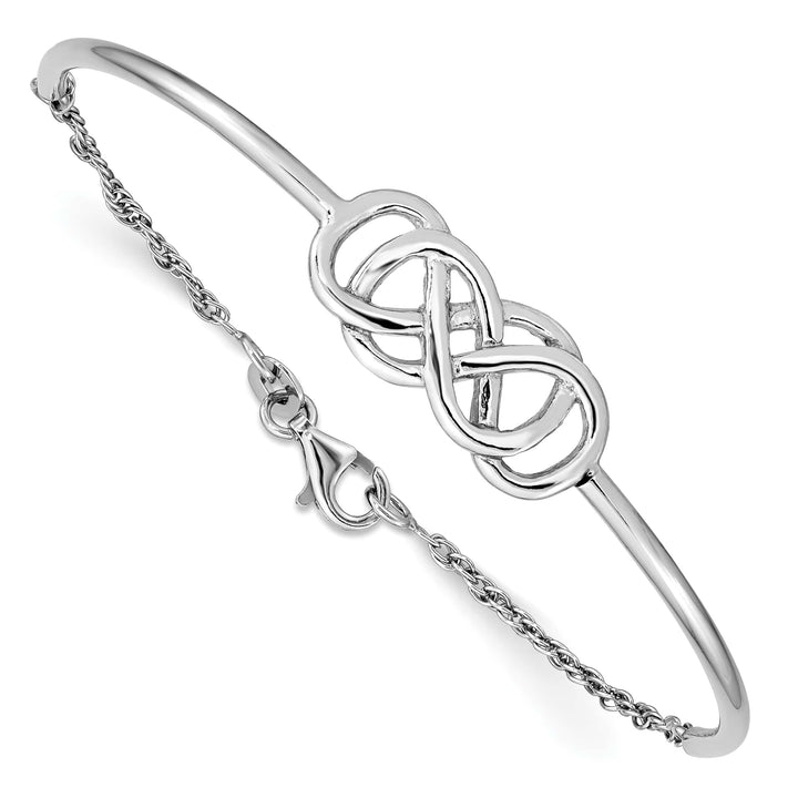 Sterling Silver Rhodium-plated Double Infinity Symbol Half-Bangle