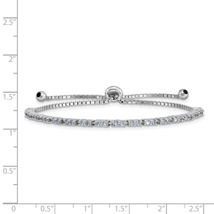 Sterling Silver Rhodium-plated June Light Purple CZ Bolo Bracelet