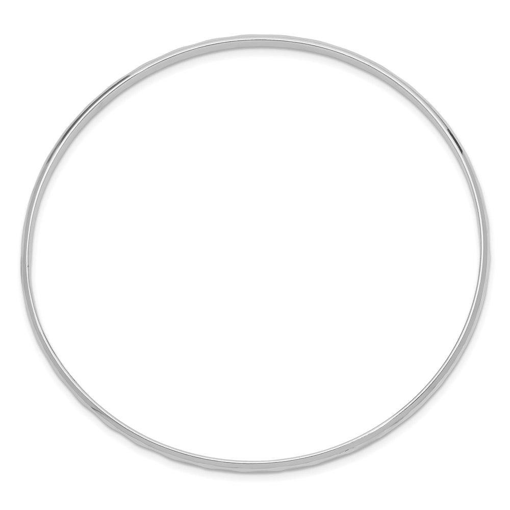 Sterling Silver Rhodium-plated Polished 3mm Patterned Slip-on Bangle