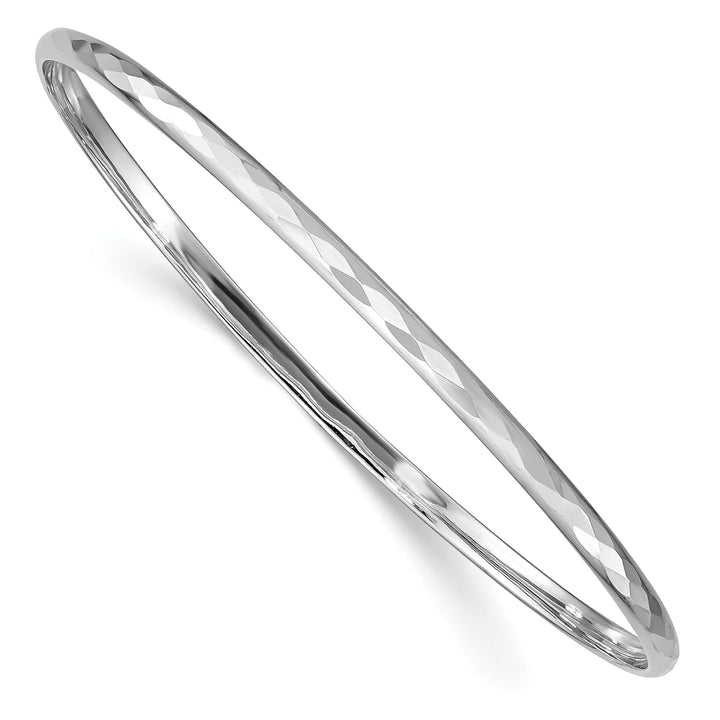 Sterling Silver Rhodium-plated Polished 3mm Patterned Slip-on Bangle