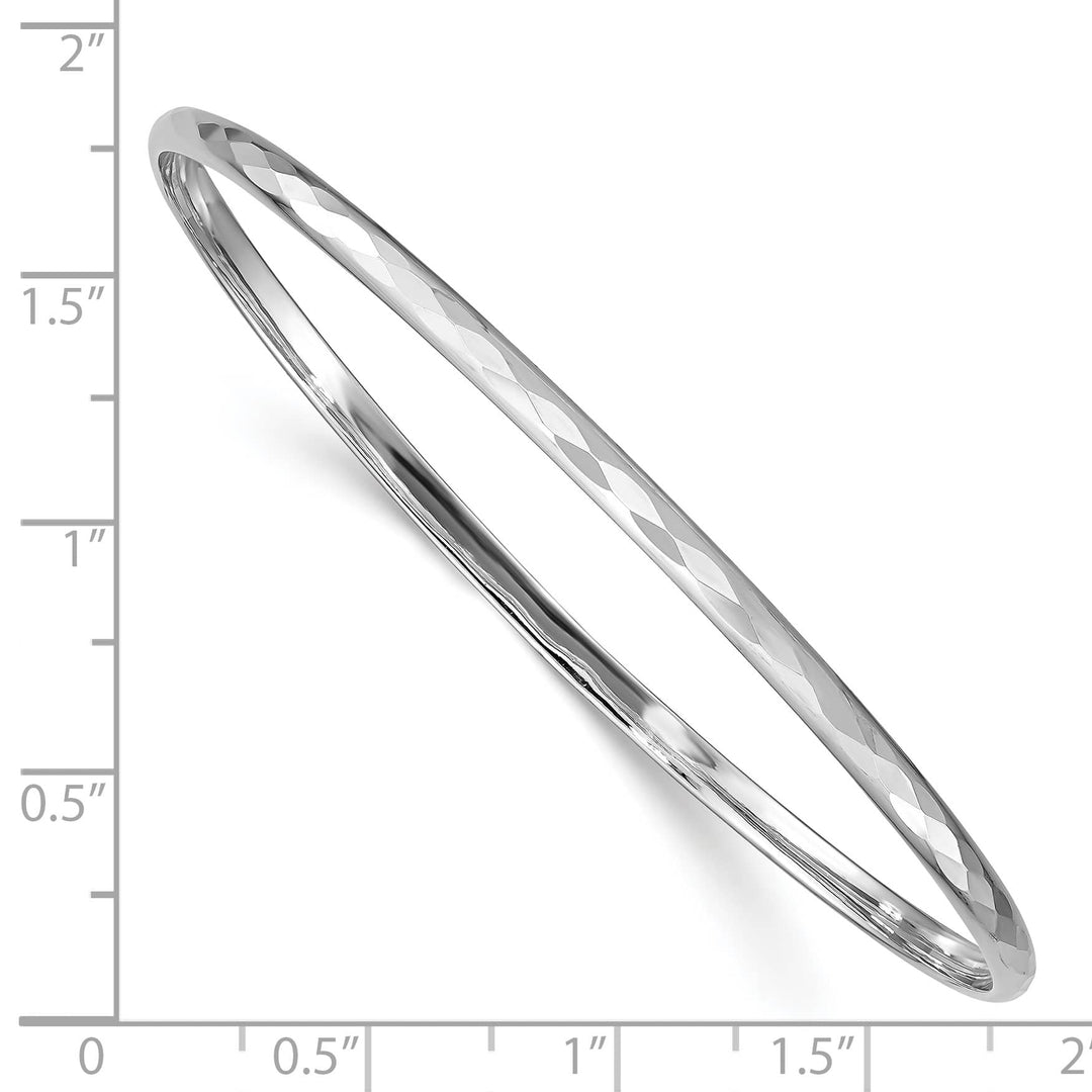 Sterling Silver Rhodium-plated Polished 3mm Patterned Slip-on Bangle