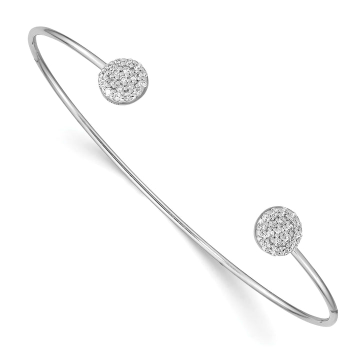 Sterling Silver Rhodium-plated Polished CZ Cuff Bangle
