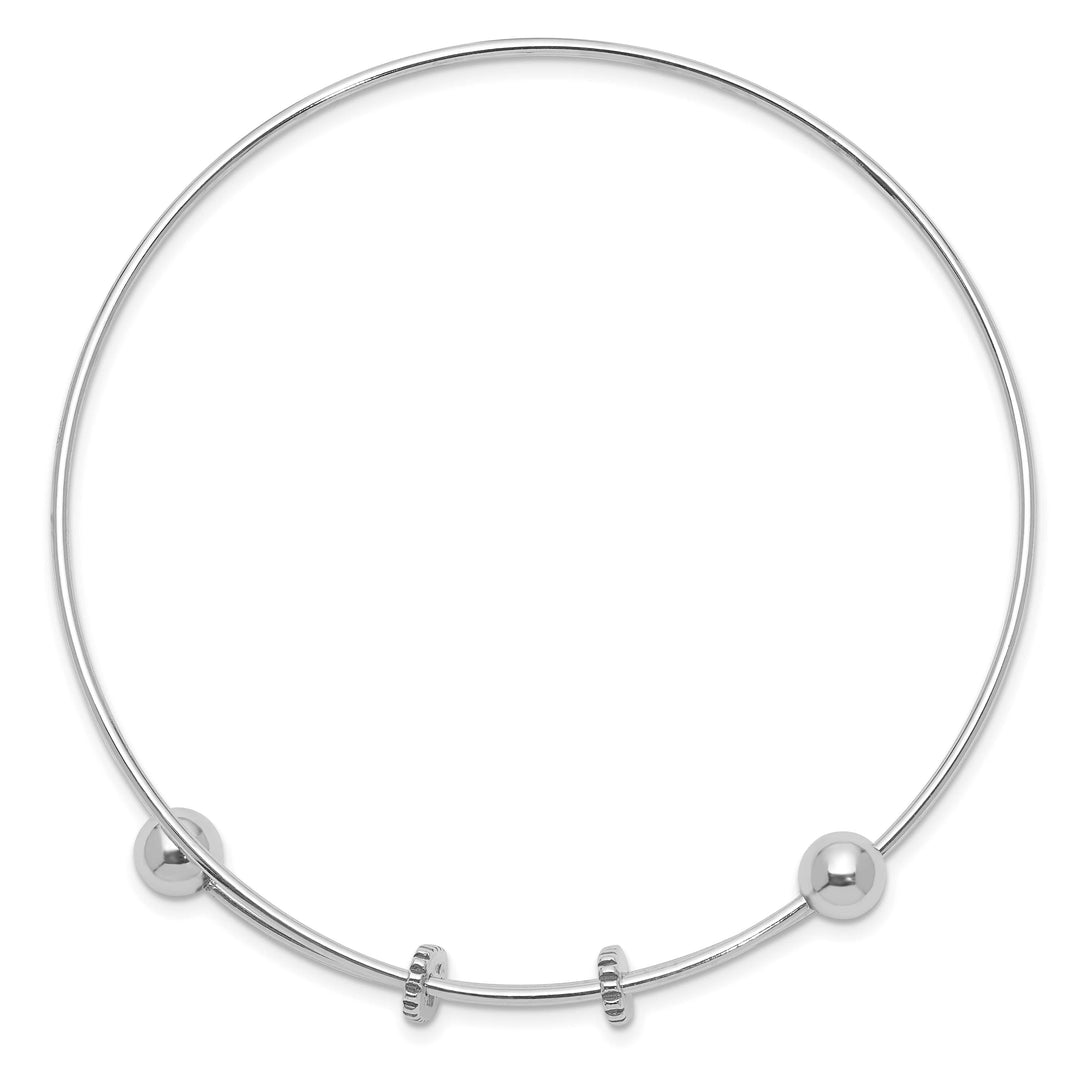 Sterling Silver Rhodium-plated Polished Expandable Slip-on Bangle