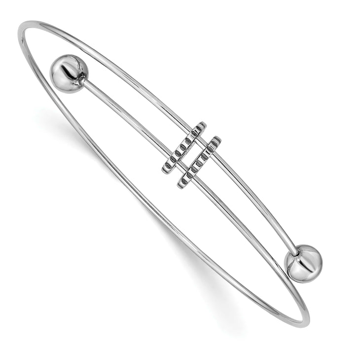 Sterling Silver Rhodium-plated Polished Expandable Slip-on Bangle
