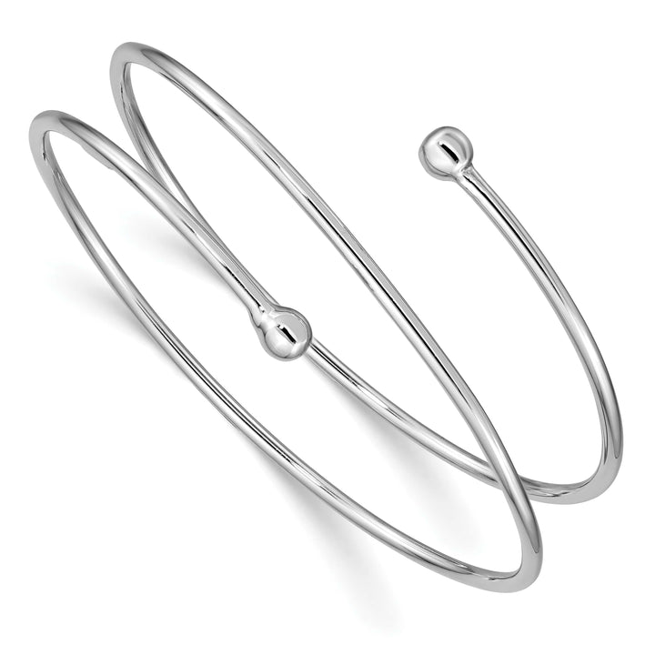Sterling Silver Rhodium-plated Polished Flexible Wrap Slip-on Bangle