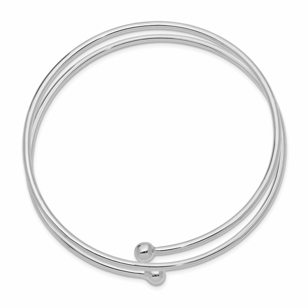 Sterling Silver Rhodium-plated Polished Flexible Wrap Slip-on Bangle