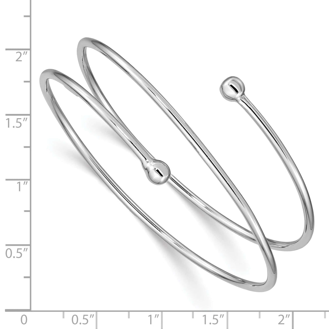 Sterling Silver Rhodium-plated Polished Flexible Wrap Slip-on Bangle
