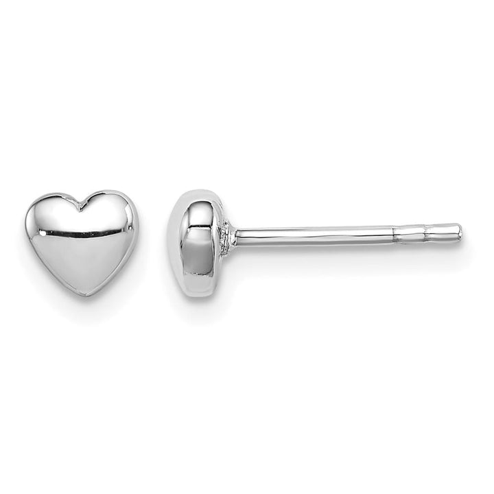 Sterling Silver Rhodium-plated Polished Heart Petite Post Earrings